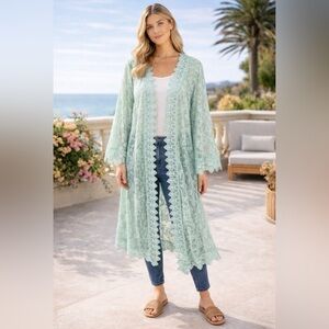 Women’s Mint Lace Kimono